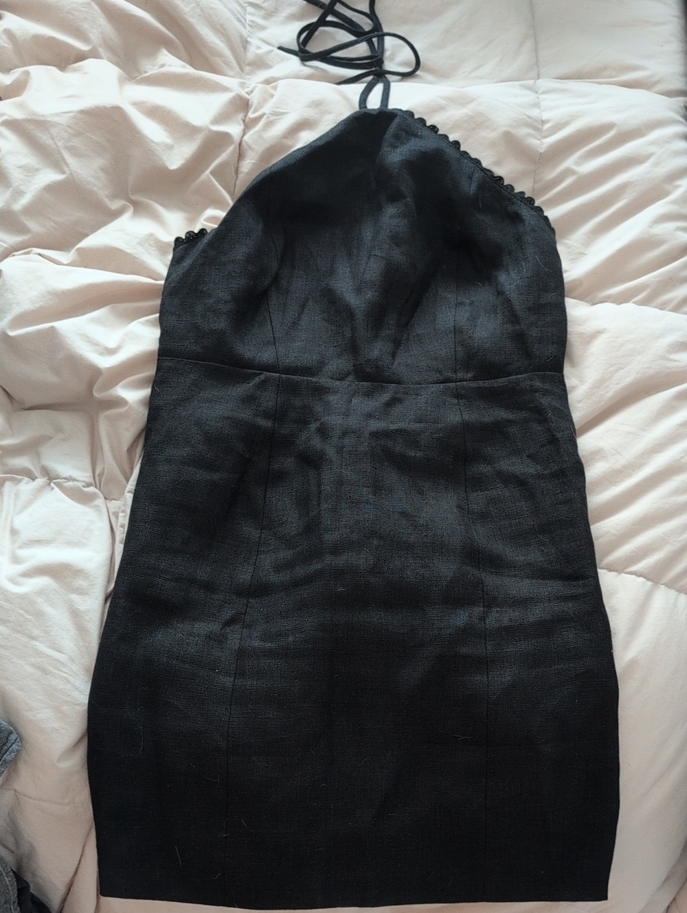 Sezane Linen Black Halter Mini Dress